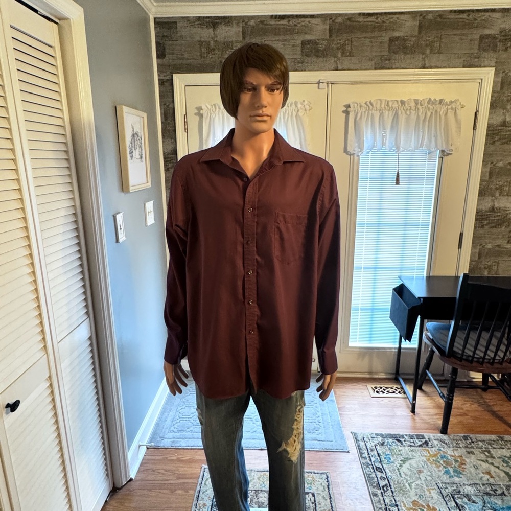 Men's Eagle Shirtmakers Regular Fit Shirt SZ 17, 34/35‎ Burgundy